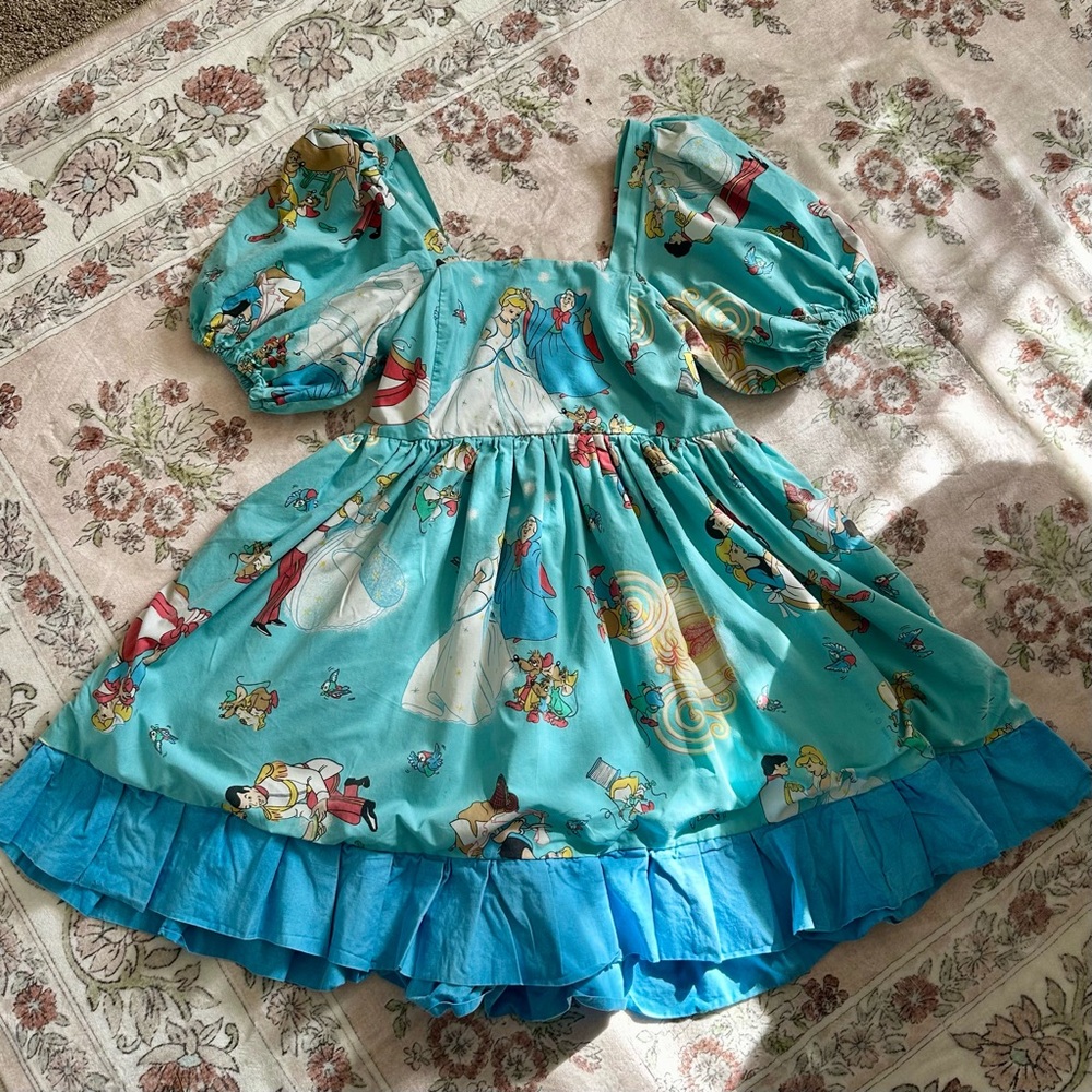 Vintage Cinderella Fabric Puff Sleeve Mini Dress